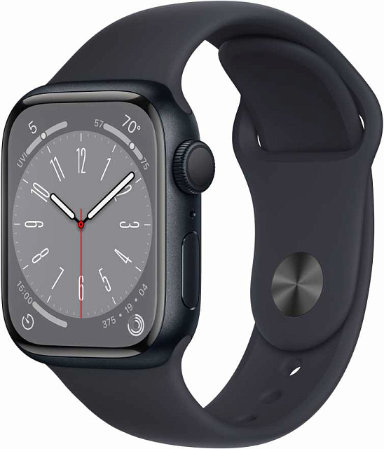 Apple Watch Series 8 41 мм «Темная ночь», спортивный ремешок цвета «темная ночь»