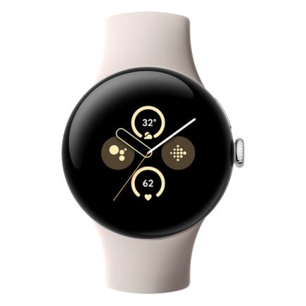 Умные часы Goole Pixel Watch 2 41mm «полированный серебристый» корпус, ремешок фарфорового цвета