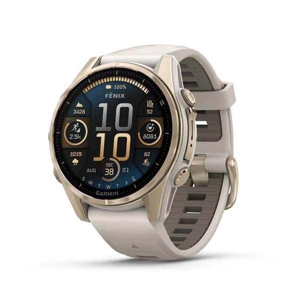 Умные часы Garmin Fenix 8 43 мм AMOLED Sapphire Мягкое золото / Туманный серый