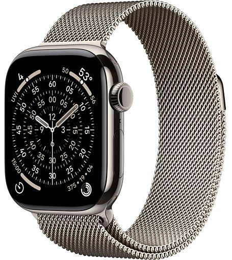 Apple Watch Series 11 46 мм Натуральный титан, ремешок Milanese Loop, Natural