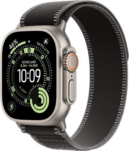 Apple Watch Ultra 3 (2025) 49mm Natural Titanium Case with Black/Charcoal Trail Loop (S/M)