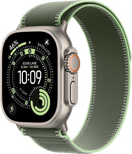 Apple Watch Ultra 3 (2025) 49mm Natural Titanium Case with Green/Neon Trail Loop (M/L)