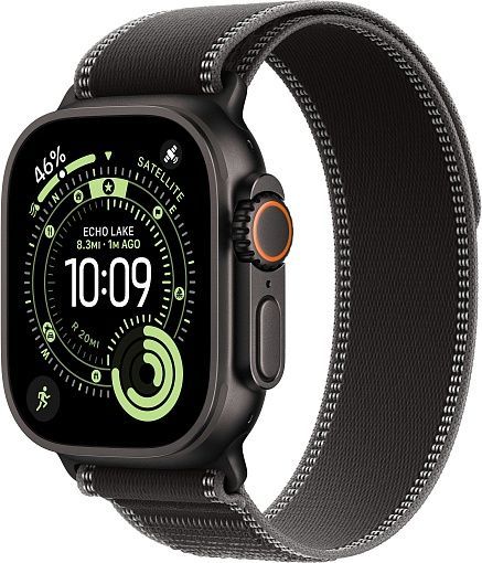 Apple Watch Ultra 3 (2025) 49mm Black Titanium Case with Black/Charcoal Trail Loop (M/L)