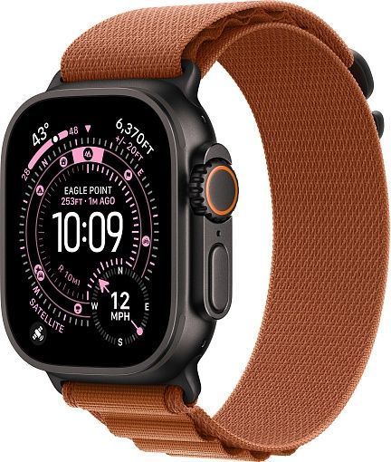 Apple Watch Ultra 3 (2025) 49mm Black Titanium Case with Terra Cotta Alpine Loop Large