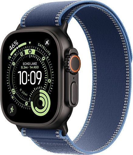 Apple Watch Ultra 3 (2025) 49mm Black Titanium Case with Blue/Bright Blue Trail Loop (S/M)