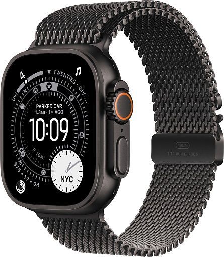 Apple Watch Ultra 3 (2025) 49mm Black Titanium Case with Black Titanium Milanese Loop Small