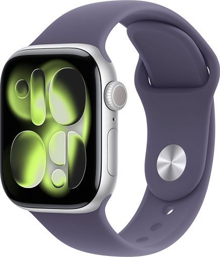 Apple Watch Series 11 42 мм Серебристый, спортивный ремешок Band цвета «Фиолетовый туман»