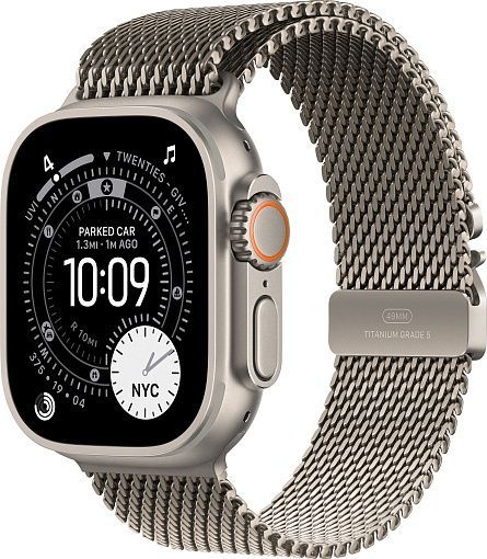 Apple Watch Ultra 3 (2025) 49mm Natural Titanium Case with Natural Titanium Milanese Loop Small