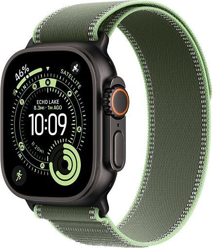 Apple Watch Ultra 3 (2025) 49mm Black Titanium Case with Green/Neon Trail Loop (S/M)