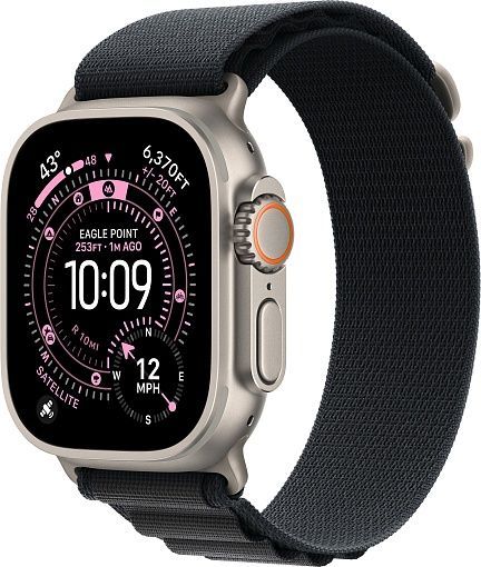 Apple Watch Ultra 3 (2025) 49mm Natural Titanium Case with Black Alpine Loop Large