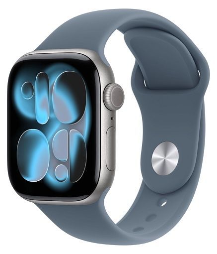 Apple Watch Series 11 42мм Серый космос, спортивный ремешок Band синего цвета 