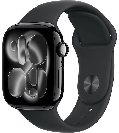Apple Watch Series 11 Cellular 42 мм Черный глянец, спортивный ремешок Band черного цвета S/M
