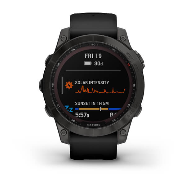 Часы Garmin Fenix 7 Sapphire Solar Black титановый серый с черным ремешком 010-02540-39