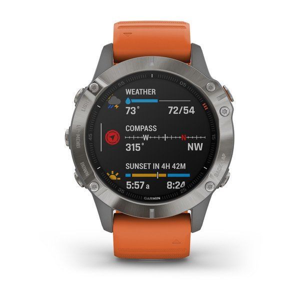 Часы Garmin FENIX 6 Sapphire титановый с оранжевым ремешком (010-02158-23)