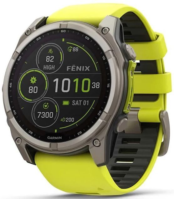 Умные часы Garmin Fenix 8 51 мм Solar / Sapphire Титановые / серый с желтым ремешком 010-02907-21
