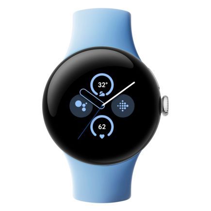 Умные часы Goole Pixel Watch 2 41mm «полированный серебристый» корпус, ремешок голубого цвета