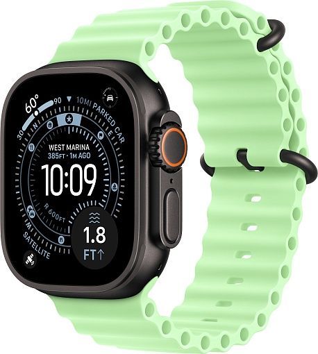 Apple Watch Ultra 3 (2025) 49mm Black Titanium Case with Neon Green Ocean Band
