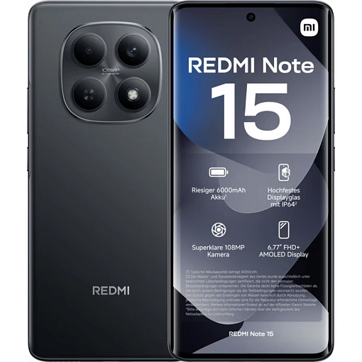 Смартфон Redmi Note 15 4G 8/256Гб, черный