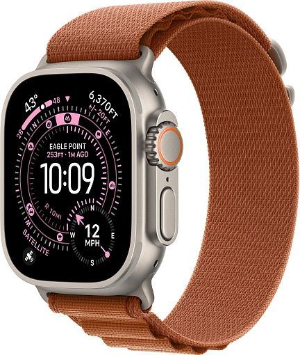 Apple Watch Ultra 3 (2025) 49mm Natural Titanium Case with Terra Cotta Alpine Loop Medium