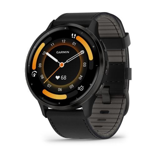 Умные часы Garmin Venu 3 черные с серым безелем и кожаным ремешком 010-02784-52