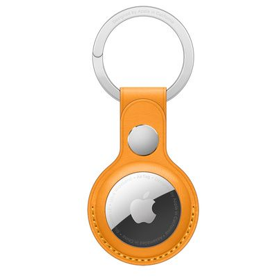 Кожаный брелок для AirTag с кольцом для ключей, цвет «золотой апельсин»