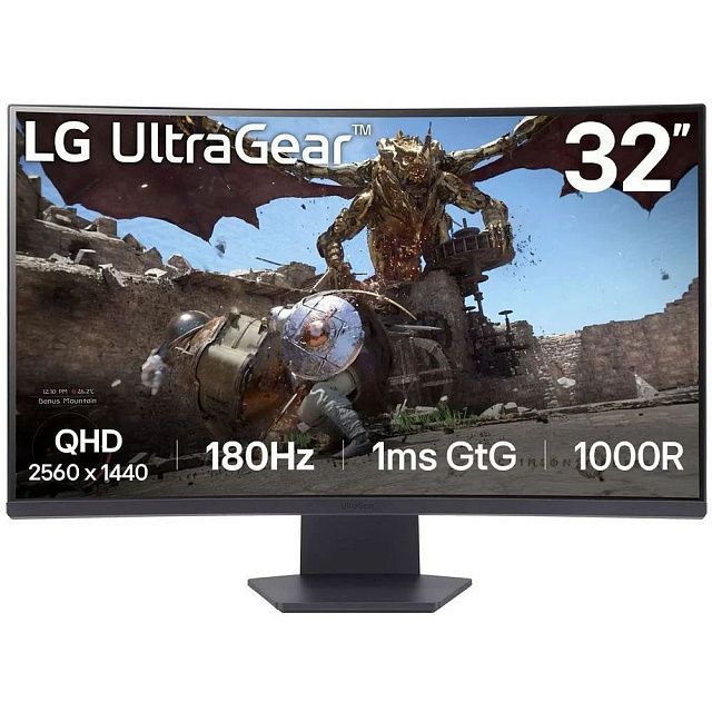 Монитор LG UltraGear 32GS60QC-B 31,5″, VA, 2560×1440, 180 Гц, чёрный
