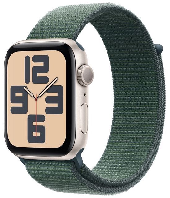 Apple Watch SE 2024 40 мм «Сияющая звезда», спортивный ремешок Loop цвета «горное озеро»
