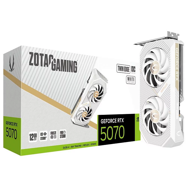 Видеокарта ZOTAC ZT-B50700Q-10P NVIDIA GeForce RTX 5070 12 ГБ Twin Edge OC White Edition
