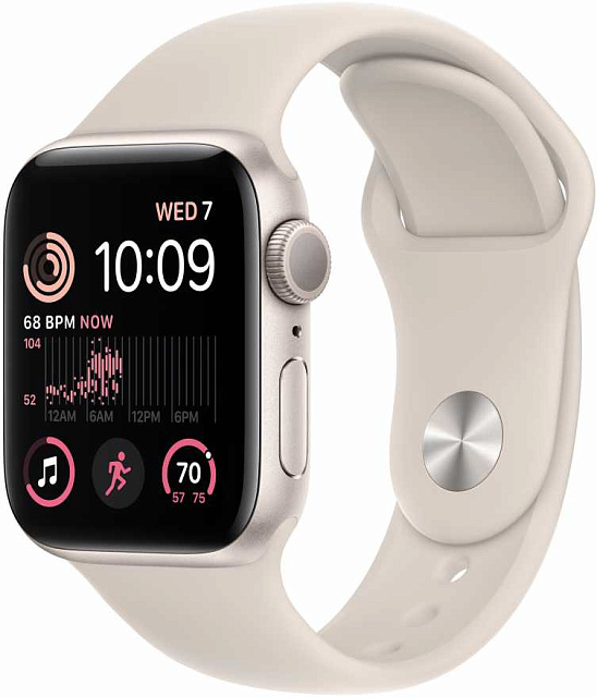 Apple Watch SE 2022 44 мм Сияющая звезда, спортивный ремешок цвета сияющая звезда