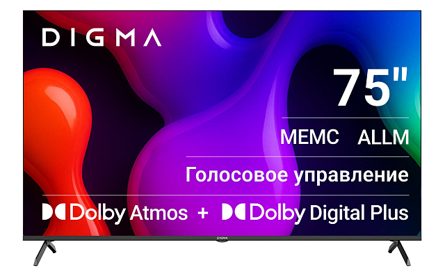Телевизор Digma DM-LED75UQB31 75″ QLED 4K 60 Гц черный