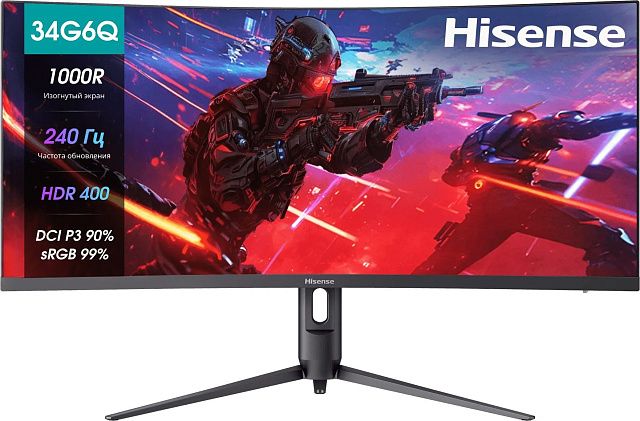 Монитор Hisense 34G6Q PRO 34″, VA, 3440×1440, 240 Гц, светло-серый