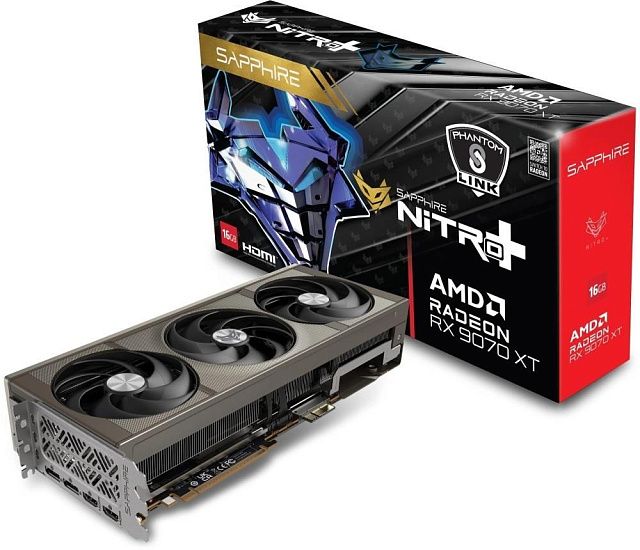 Видеокарта Sapphire 11348-08-20G AMD Radeon RX 9070XT 16GB