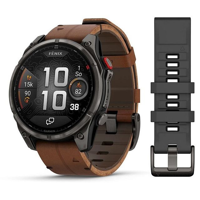 Умные часы GarminFenix 8 Pro 51mm Amoled Sapphire Titanium Carbon Grey Chestnut Leather 010-03199-40