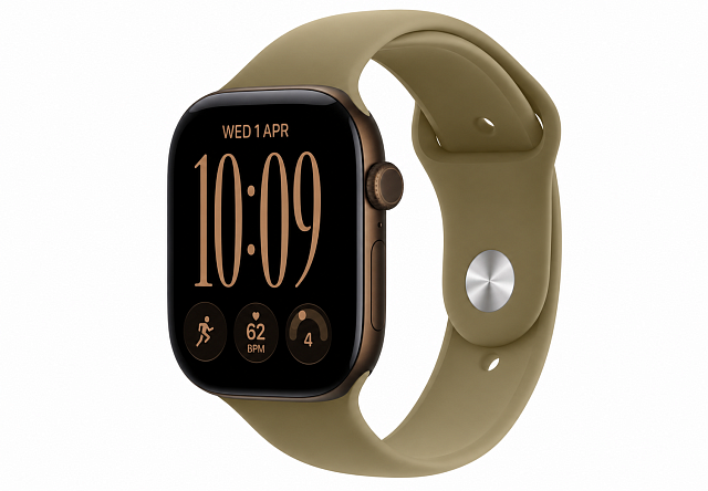 Apple Watch Series 12 46 мм Темно-бронзовый, Sport Band Оливковый M/L