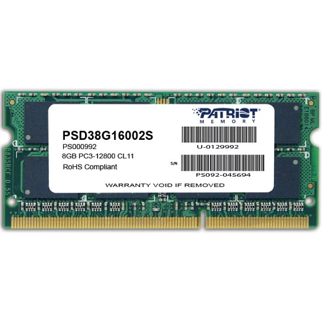 Оперативная память Patriot PSD38G16002S 8 ГБ DDR3-1600 SO-DIMM