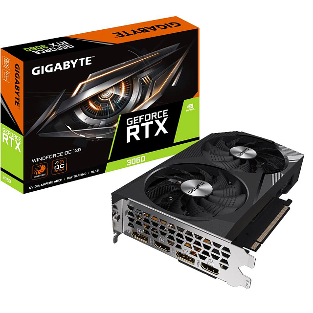 Видеокарта GIGABYTE GV-N3060WF2OC-12GD 2.0 NVIDIA GeForce RTX 3060 12 ГБ
