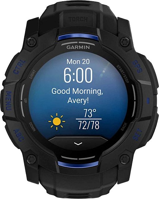 Умные часы Garmin Instinct 3 50 мм AMOLED Черные / Ярко-синие 010-03020-03