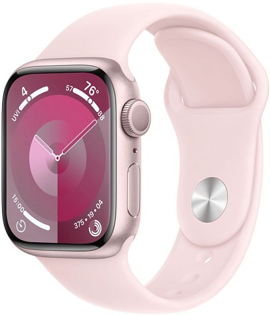 Apple Watch Series 9 45 мм Розового цвета, спортивный ремешок Band нежно-розового цвета
