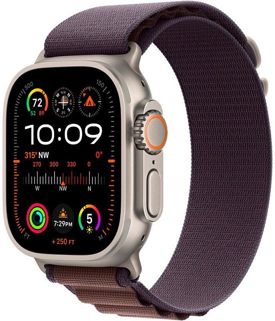 Apple Watch Ultra 2 49 мм, корпус из титана, ремешок Alpine (S) цвета индиго