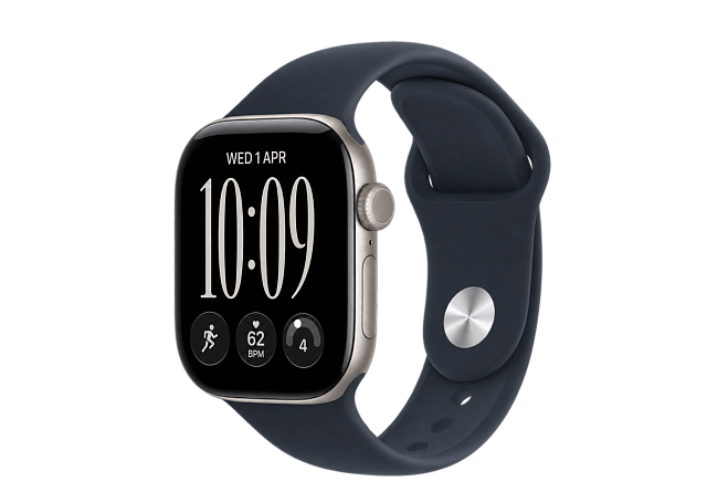 Apple Watch Series 12 42 мм Серый космос, Sport Band Темно-синий S/M
