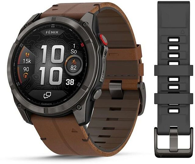 Умные часы Garmin Fenix 8 Pro 51 мм AMOLED Sapphire Титановые Угольно-серые / Каштановы 010-03199-40