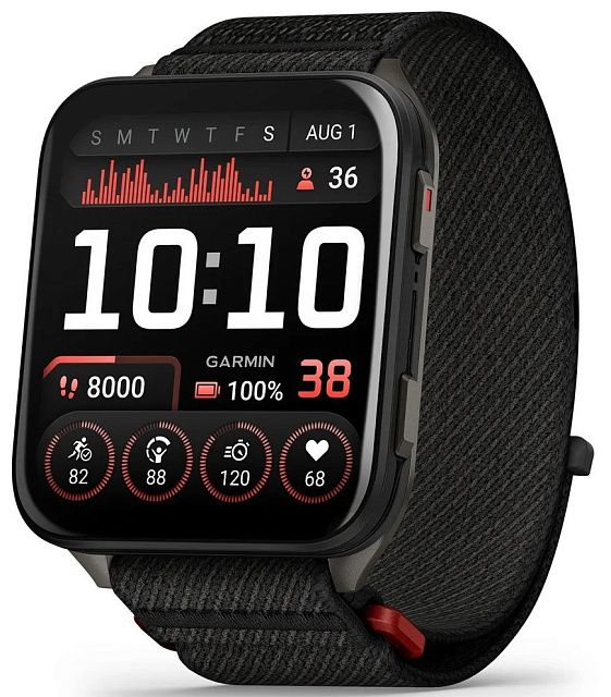 Умные часы Garmin Venu X1 Черные / Грифельный титан / Черный нейлоновый ремешок