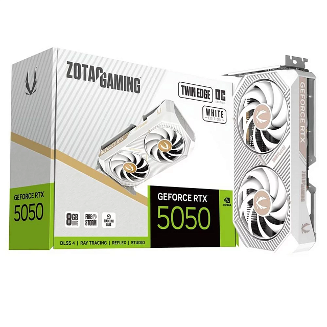 Видеокарта ZOTAC ZT-B50500Q-10M NVIDIA GeForce RTX 5050 8 ГБ Twin Edge OC White Edition