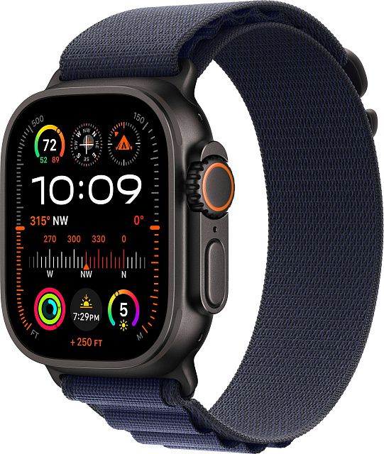 Apple Watch Ultra 2 (2024) 49mm Black Titanium Case with Navy Alpine Loop (L)