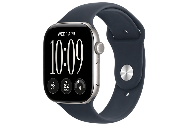 Apple Watch Series 12 46 мм Серый космос, Sport Band Темно-синий S/M