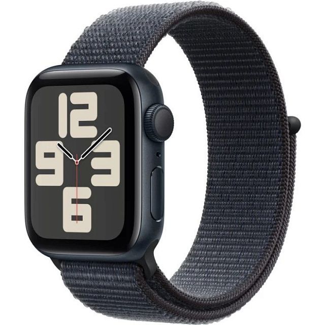Apple Watch SE 2024 40 мм «Темная ночь», спортивный ремешок Loop чернильного цвета
