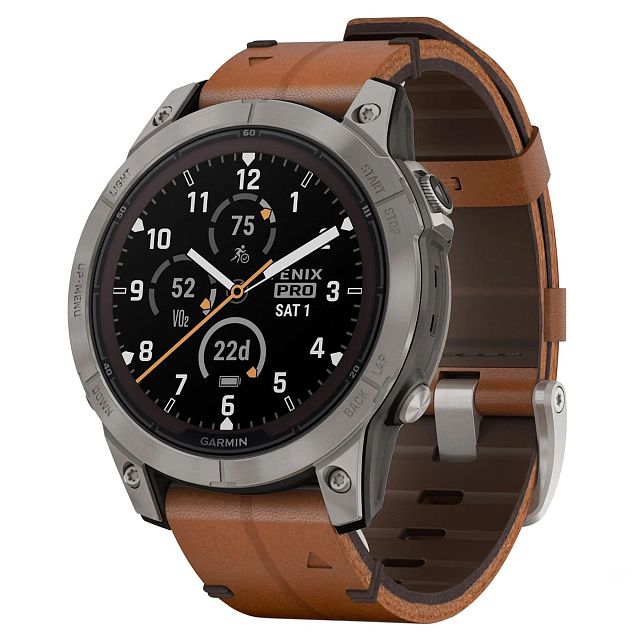 Часы Fenix 7 Pro Sapphire Solar Chestnut Leather Band 010-02777-30