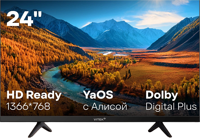 Телевизор Vitek VT-24HBS300 24″ LED HD 60 Гц черный
