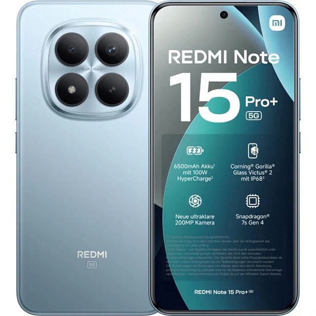 Смартфон Xiaomi Redmi Note 15 Pro+ 5G 12/512 ГБ Голубой