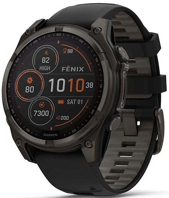 Умные часы Garmin Fenix 8 47 мм Solar / Sapphire / титановый угольно-серый DLC с черным 010-02906-11